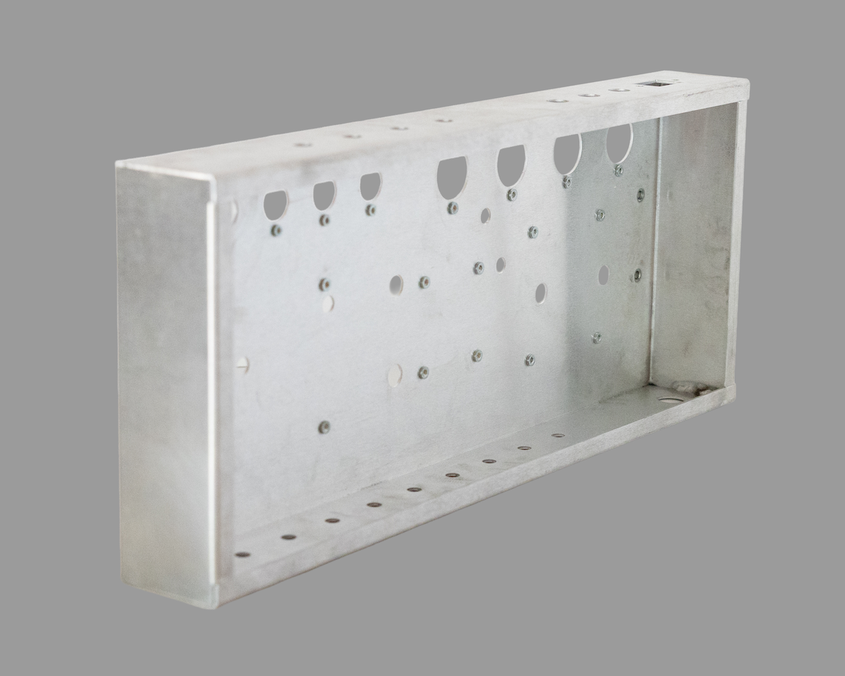 CNC-punched aluminum amplifier chassis